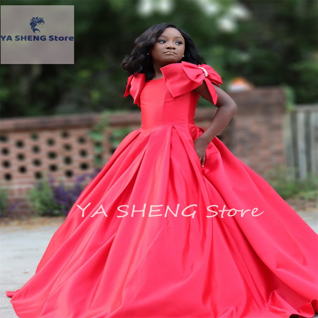 Toddler Girl Tulle Party Dress - Ballgown Draped Duchess Satin Little Kid
