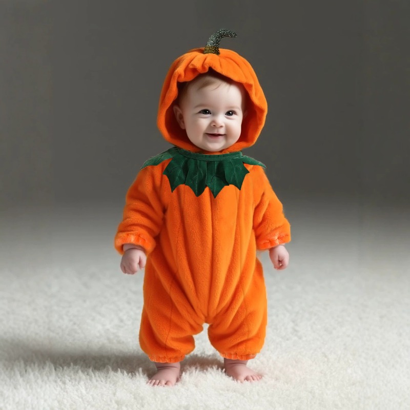 Newborn Baby Pumpkin Romper Ho - Cotton Baby Onesies Zipper 评论和价格