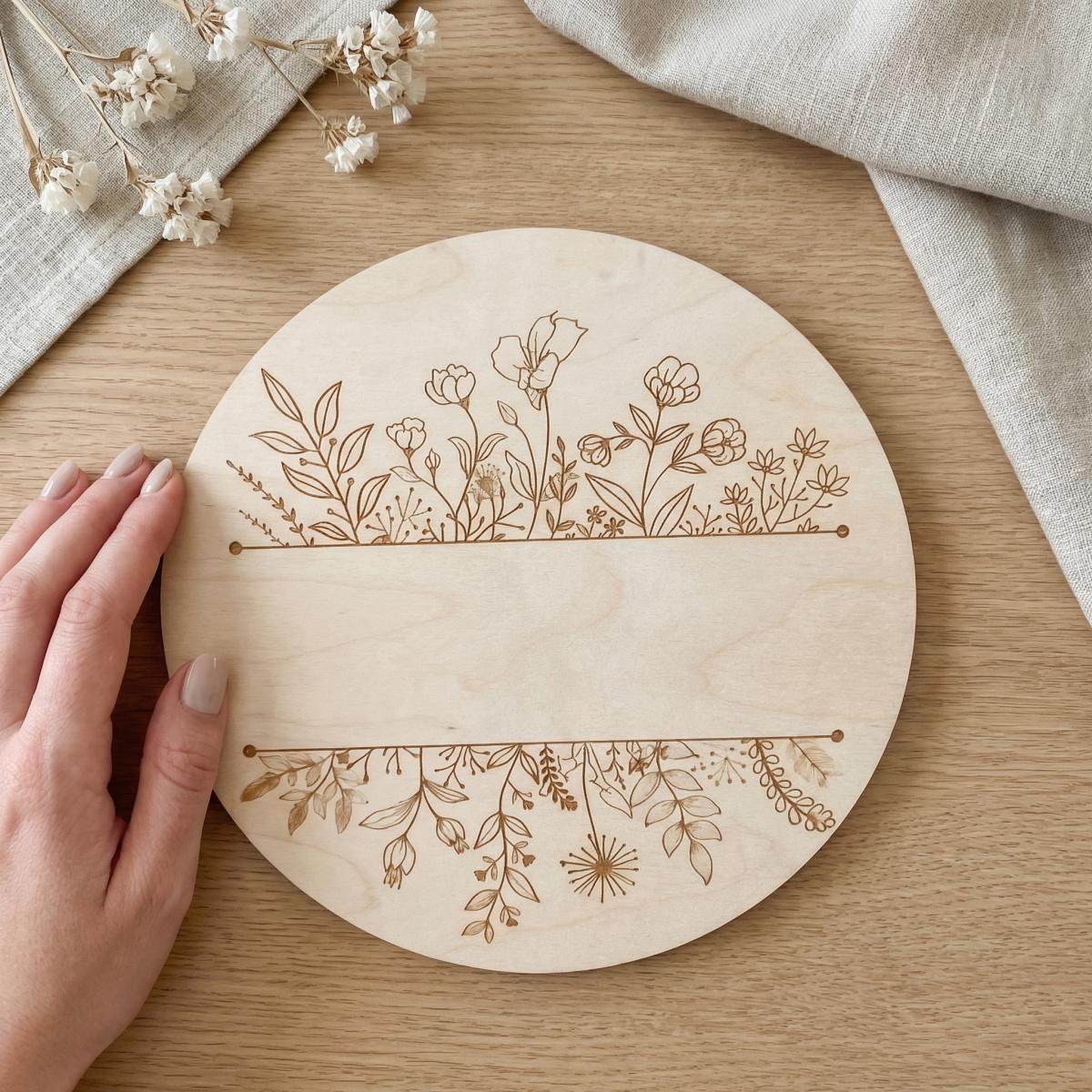 Personalized Floral Round Wood - Nursery 评论和价格