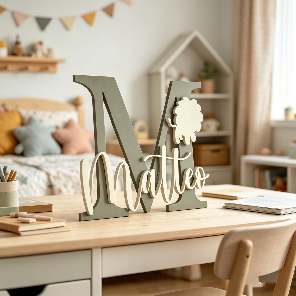 1Pc Custom Lion Name & Initial - Nursery 评论和价格