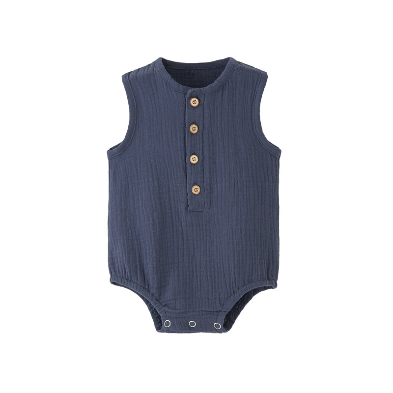 Summer Solid Newborn Baby 100% - Baby Summer Linen Sleeveless Jumpsuit 评论和价格